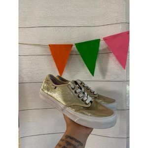 Vans Authentic Metallic Gold Glitter Low Top Sneakers Womens 6.5